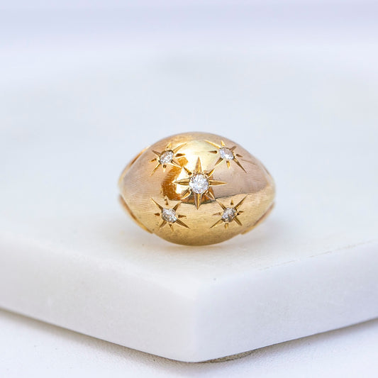 Etched Bombé Star Ring