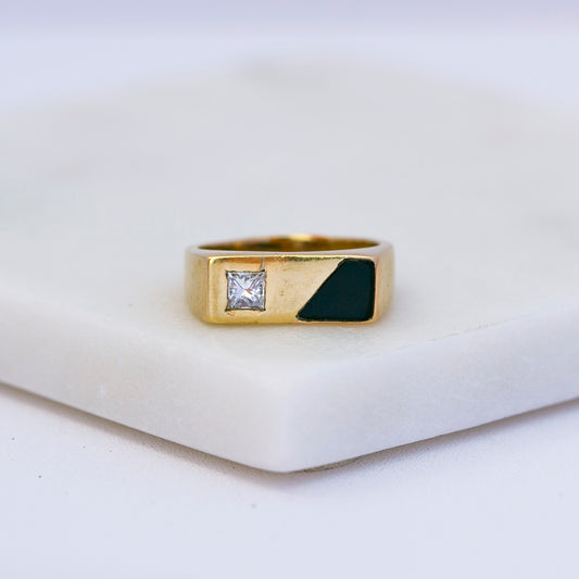 Onyx & Princess Cut Wide Band