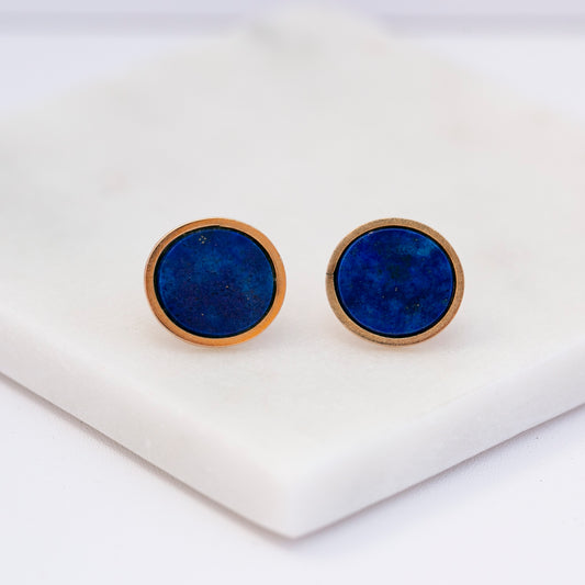 Gold Bezel Lapis Lazuli Earrings