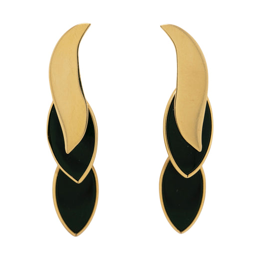 Gold Onyx Drop Earrings