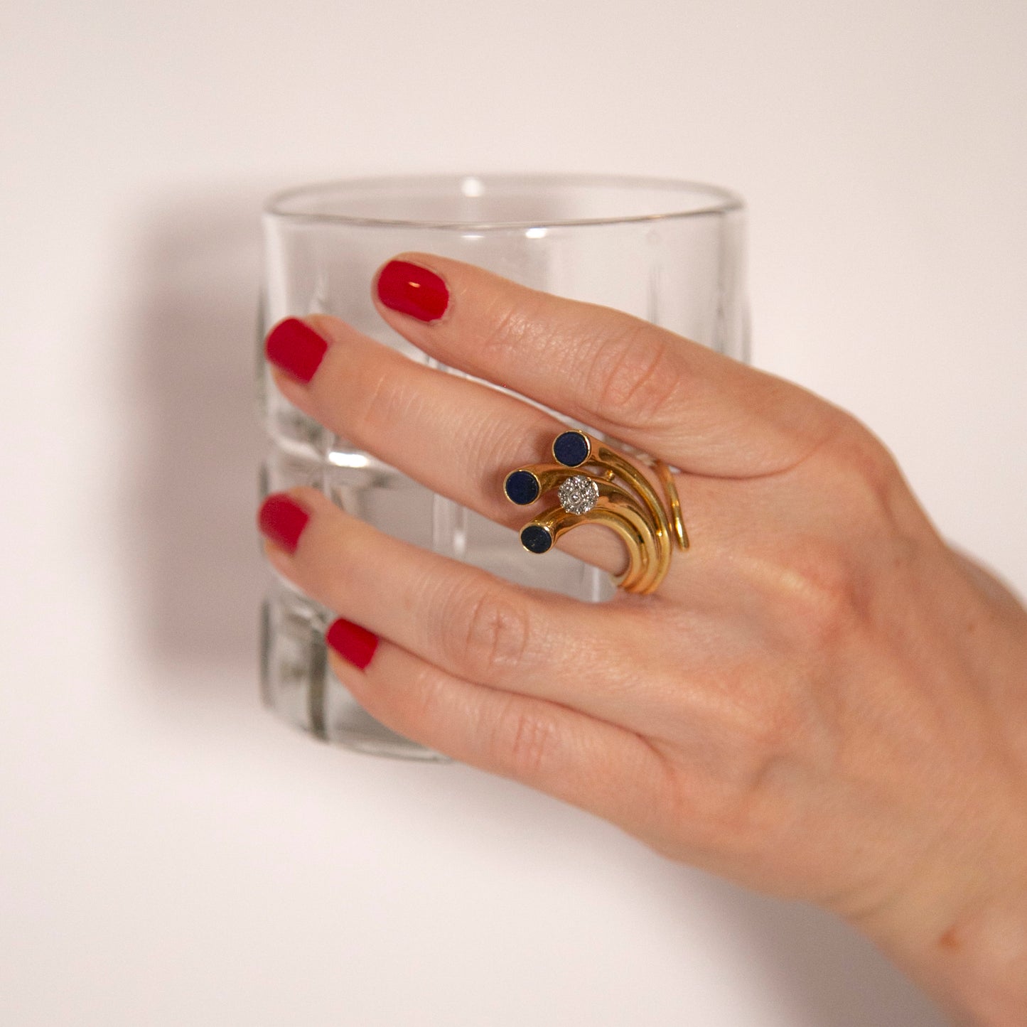 Lapis Lazuli & Diamond Comet Ring