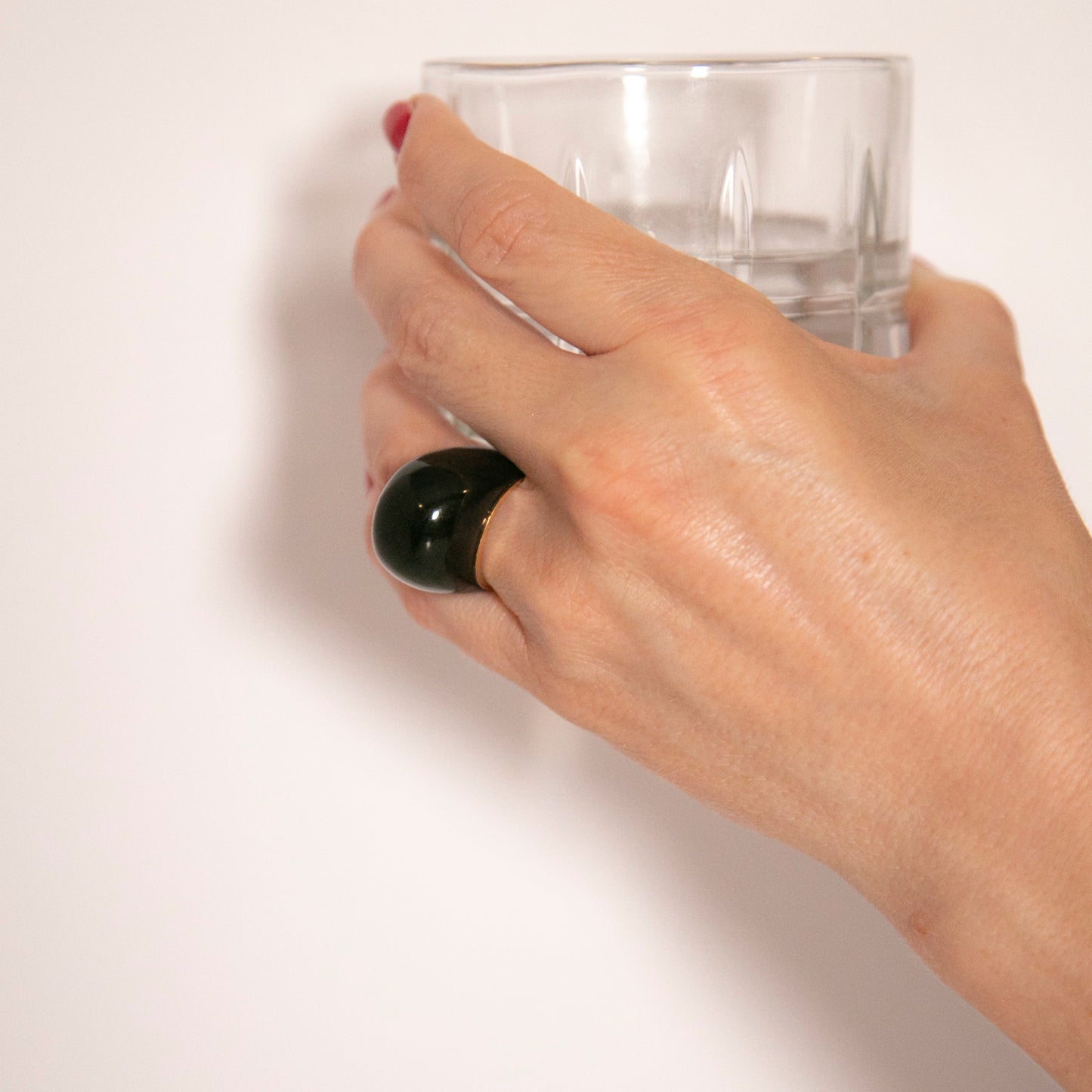 Brutalist Onyx Cocktail Ring
