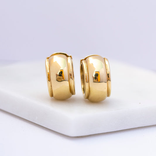 Vintage Tiffany Wide Gold Huggies