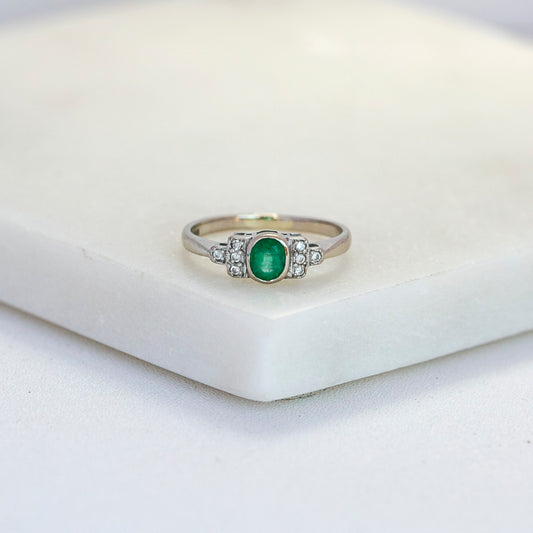 Mid-Century Emerald & Diamond Ring