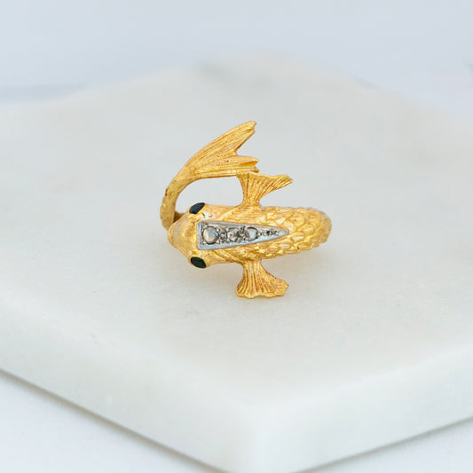Mid-Century Sapphire & Diamond Koi Fish Ring