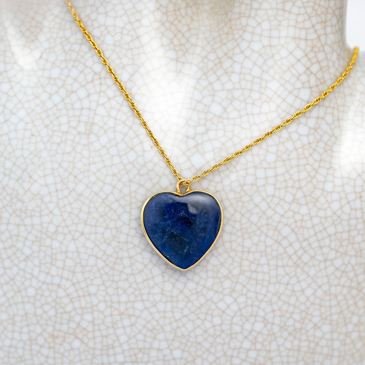 Bezel Lapis Heart Pendant