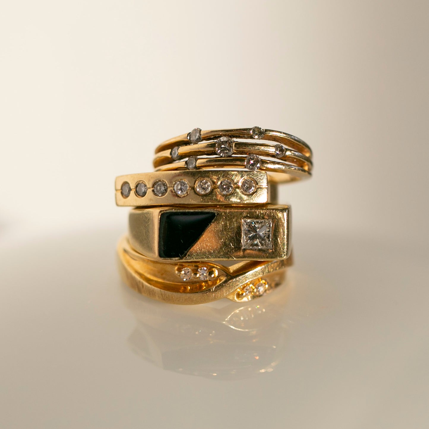 Onyx & Princess Cut Wide Band