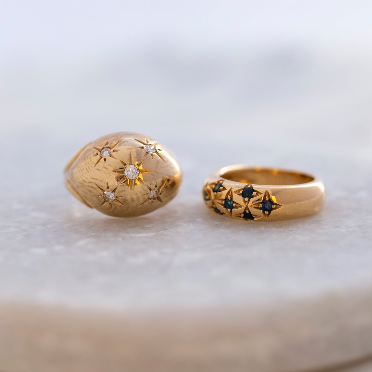 Etched Bombé Star Ring