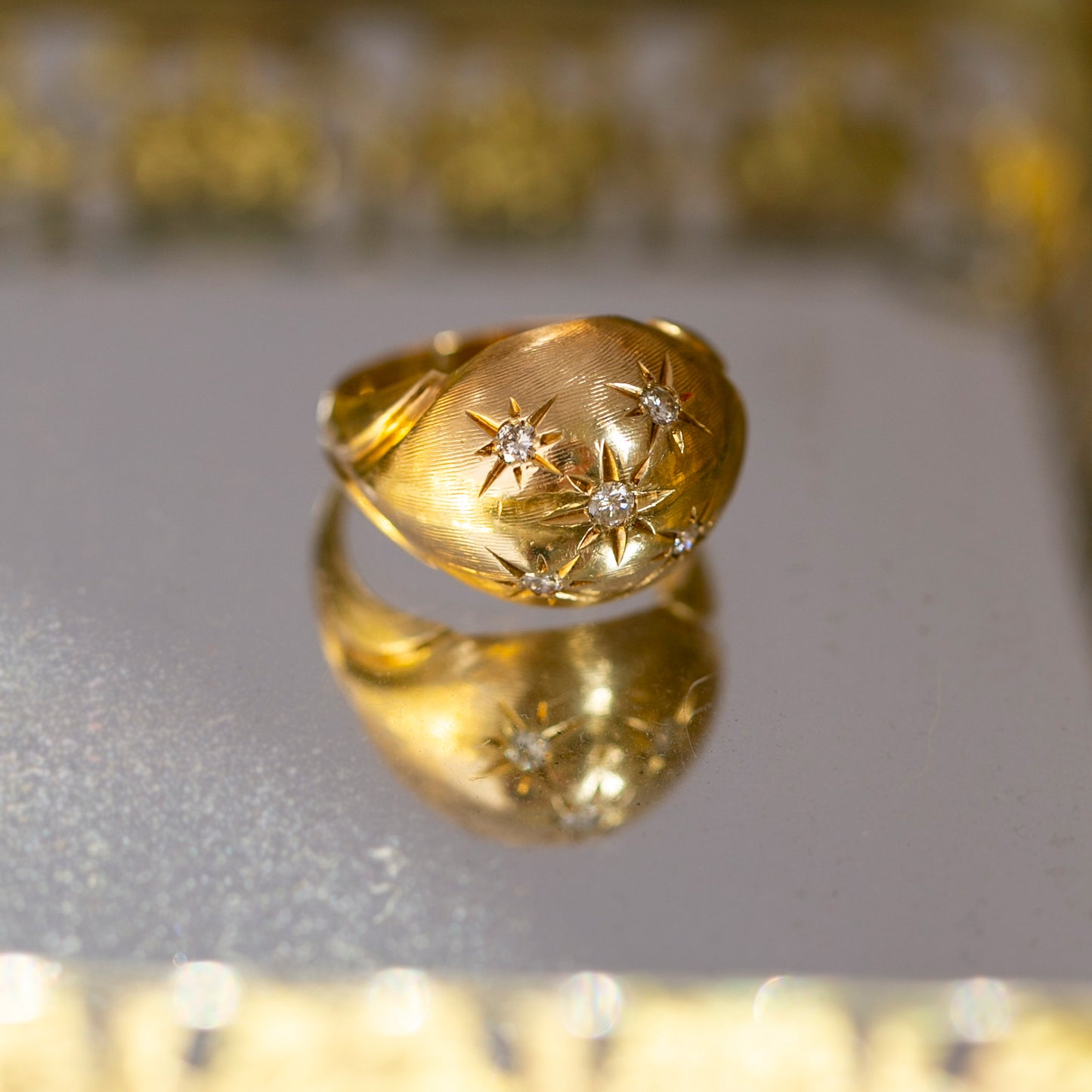 Etched Bombé Star Ring