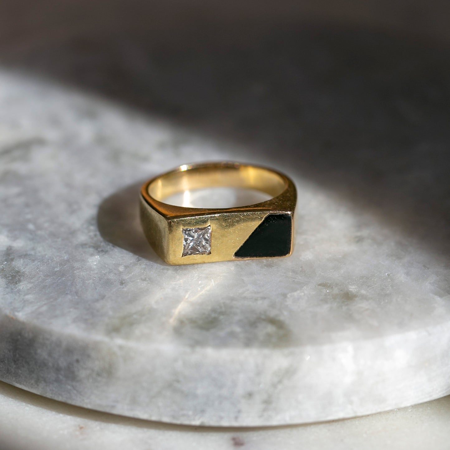 Onyx & Princess Cut Wide Band