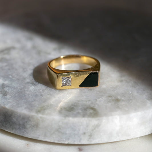 Onyx & Princess Cut Wide Band