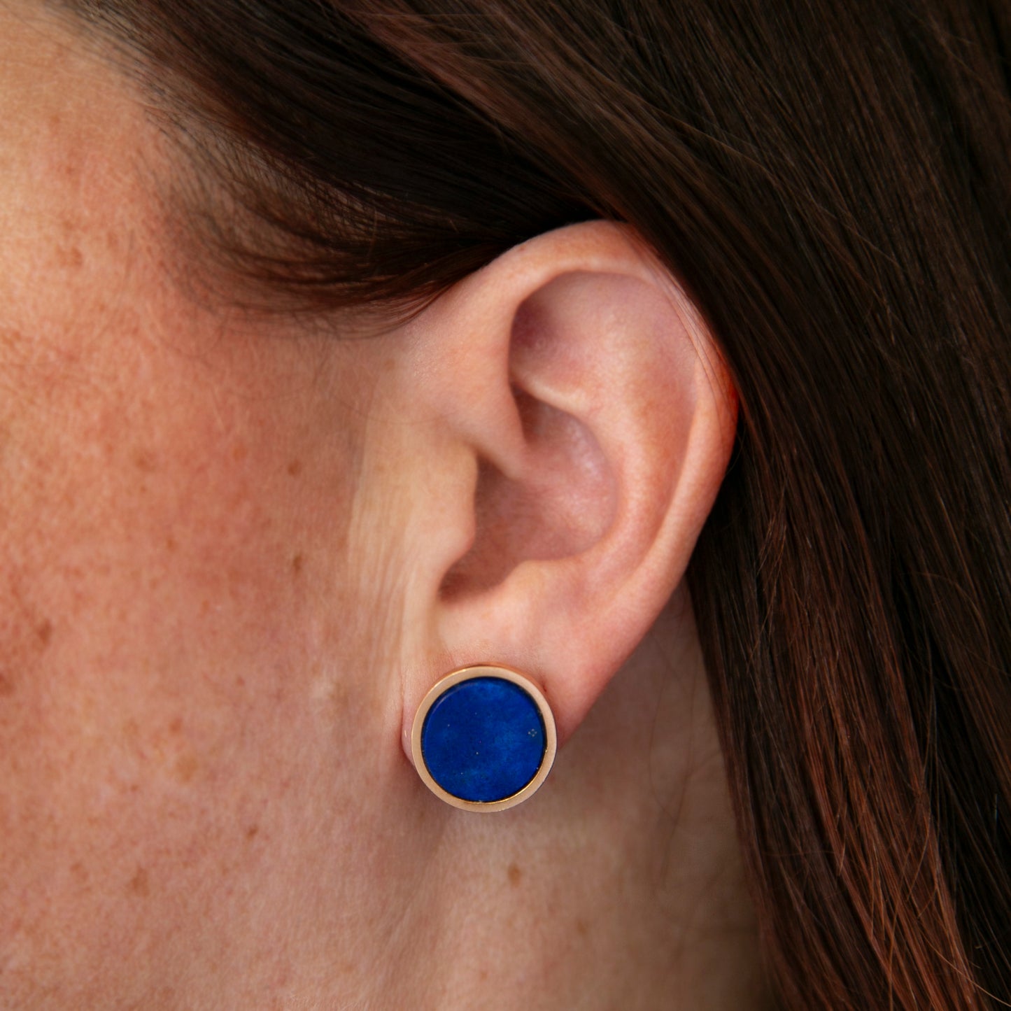 Gold Bezel Lapis Lazuli Earrings