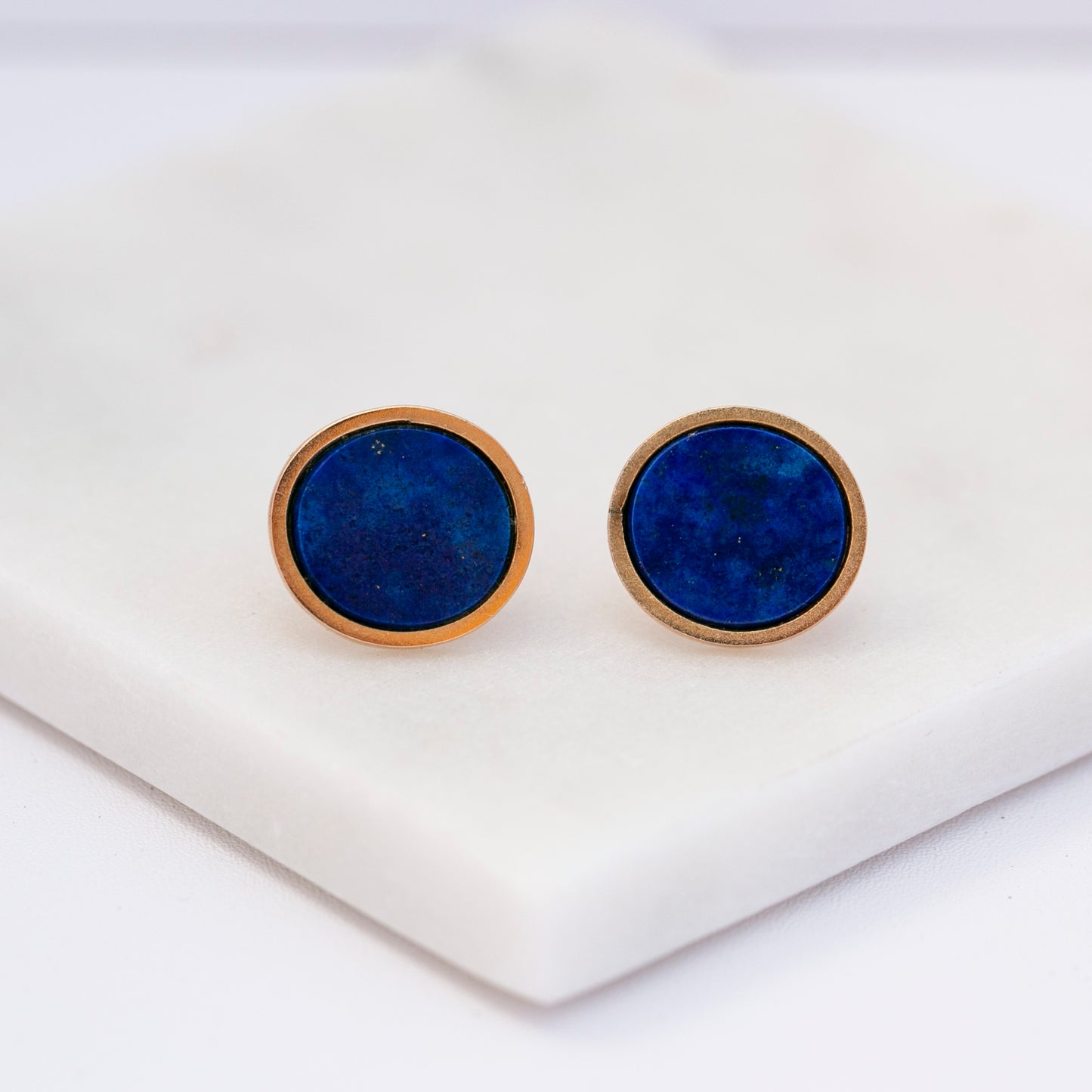 Gold Bezel Lapis Lazuli Earrings