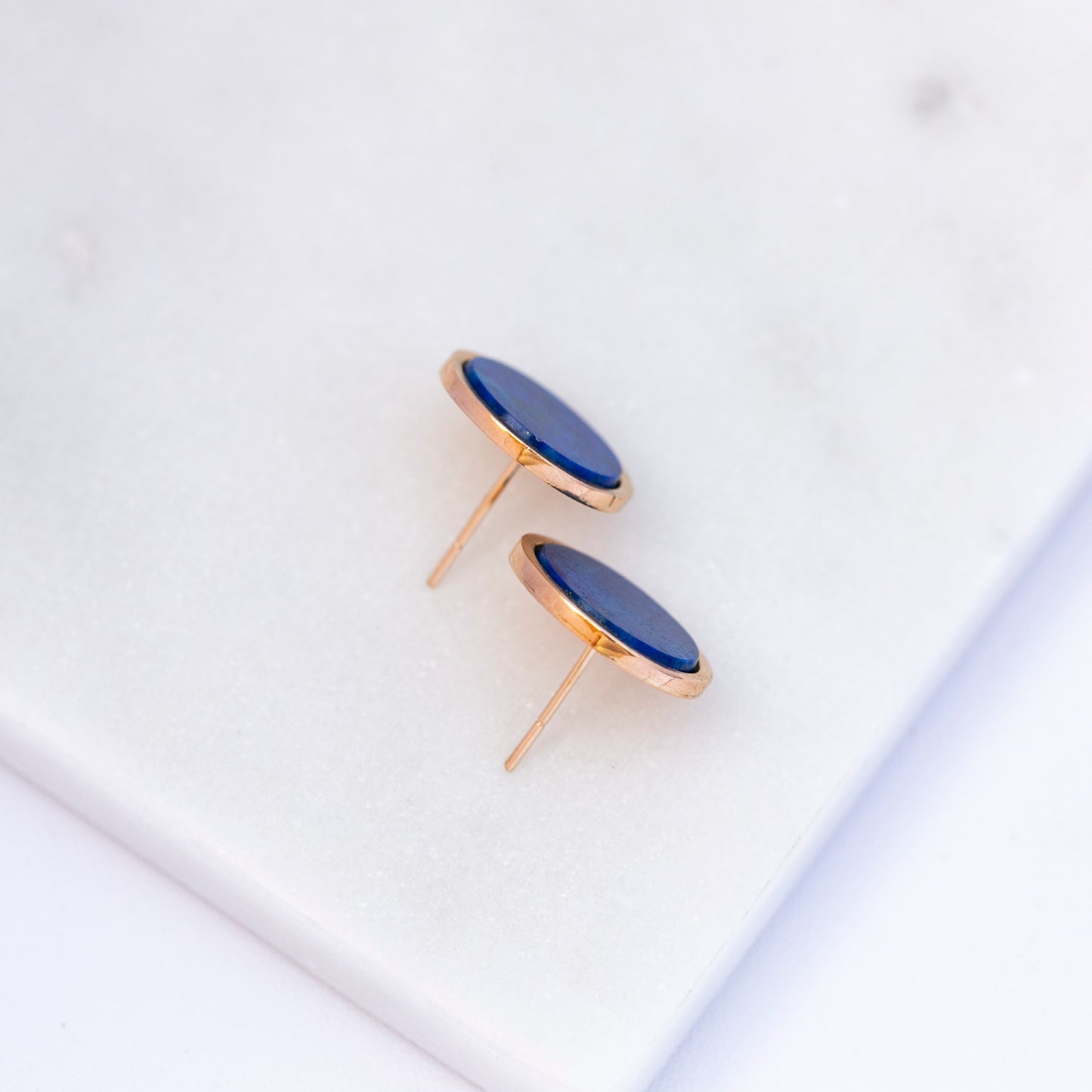 Gold Bezel Lapis Lazuli Earrings