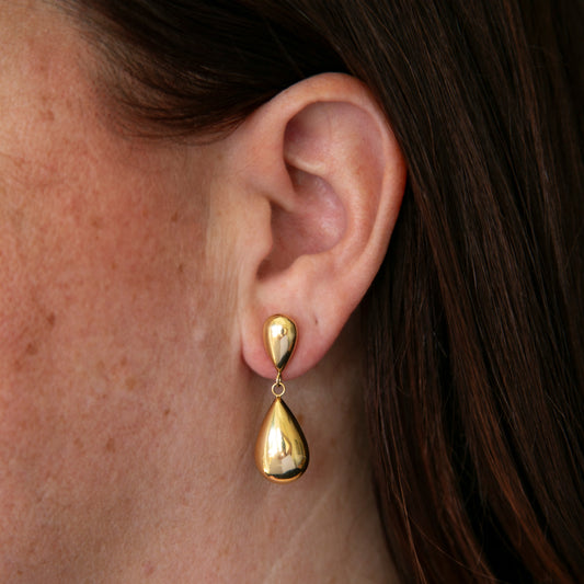 Gold Almond Drop Earrings