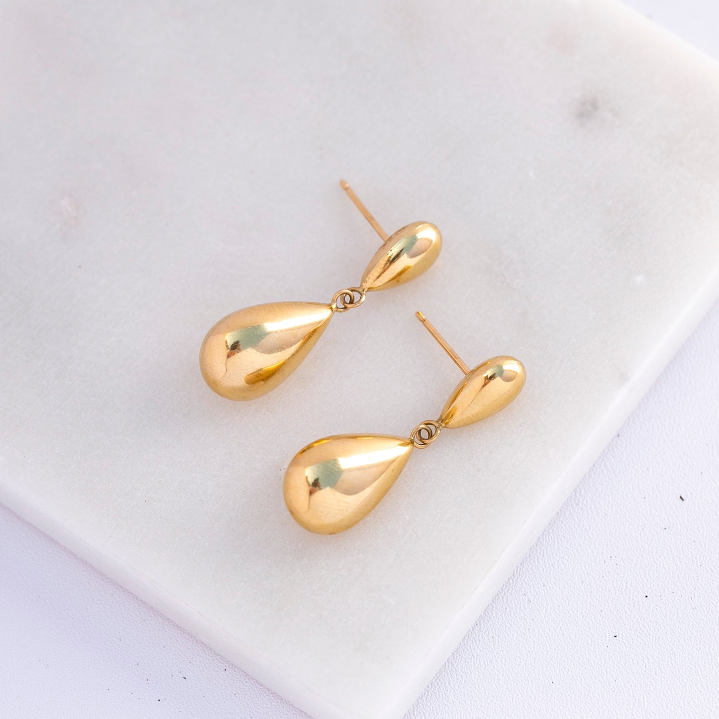 Gold Almond Drop Earrings