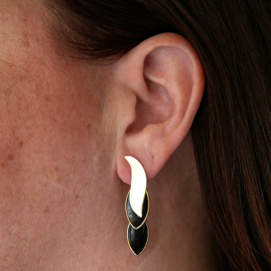 Gold Onyx Drop Earrings