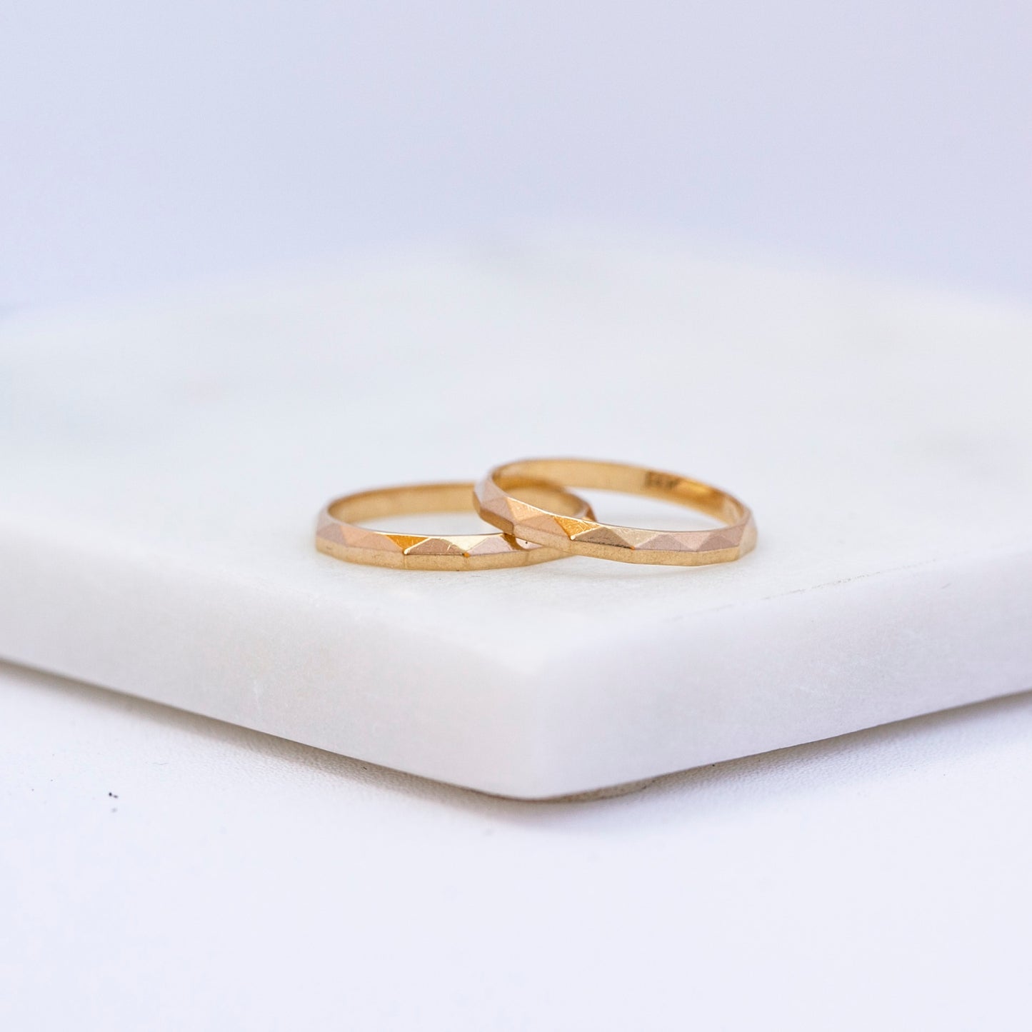 Faceted Gold Band Duet