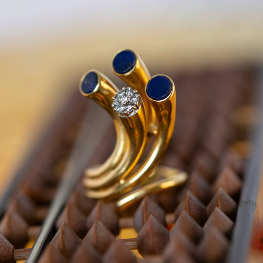 Lapis Lazuli & Diamond Comet Ring