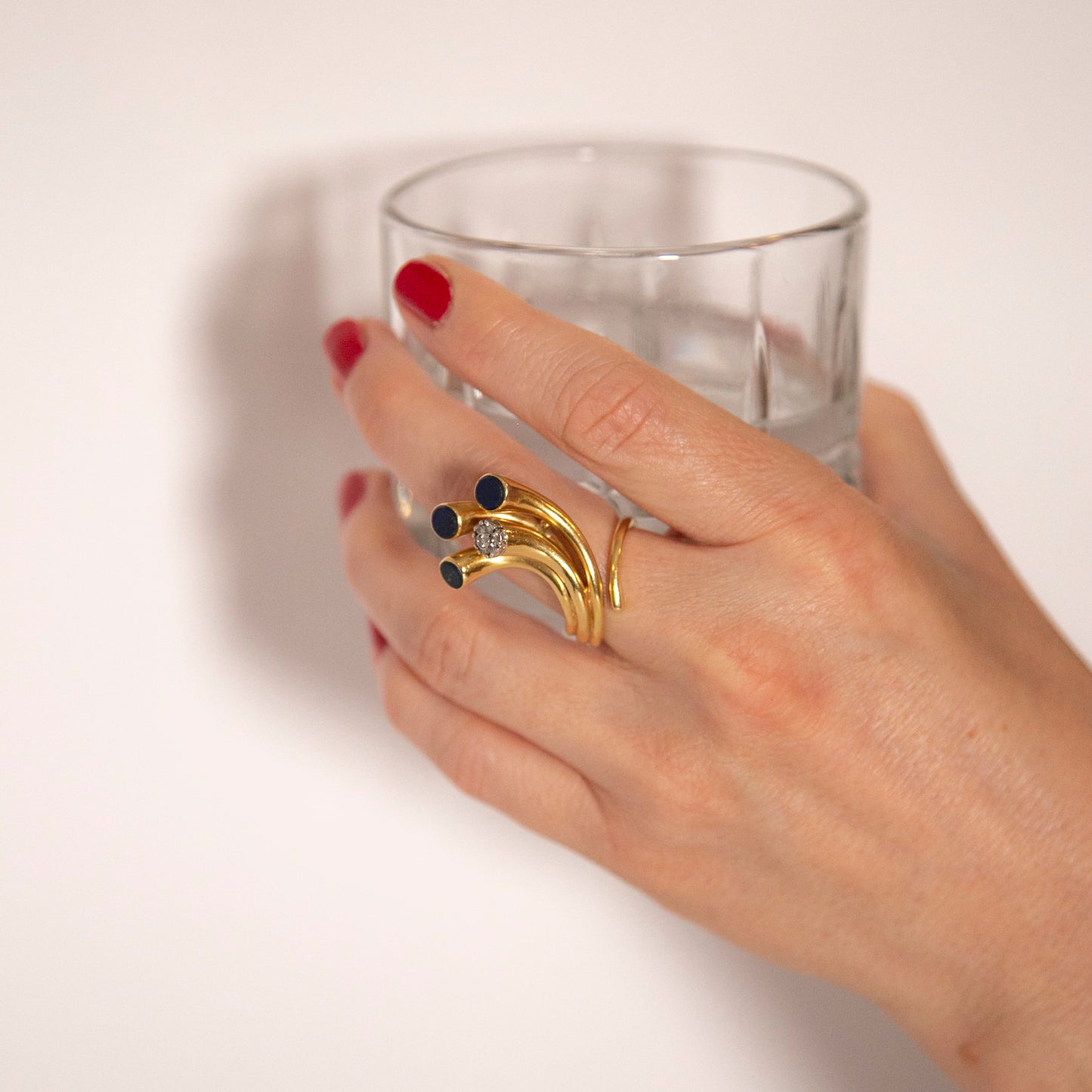 Lapis Lazuli & Diamond Comet Ring