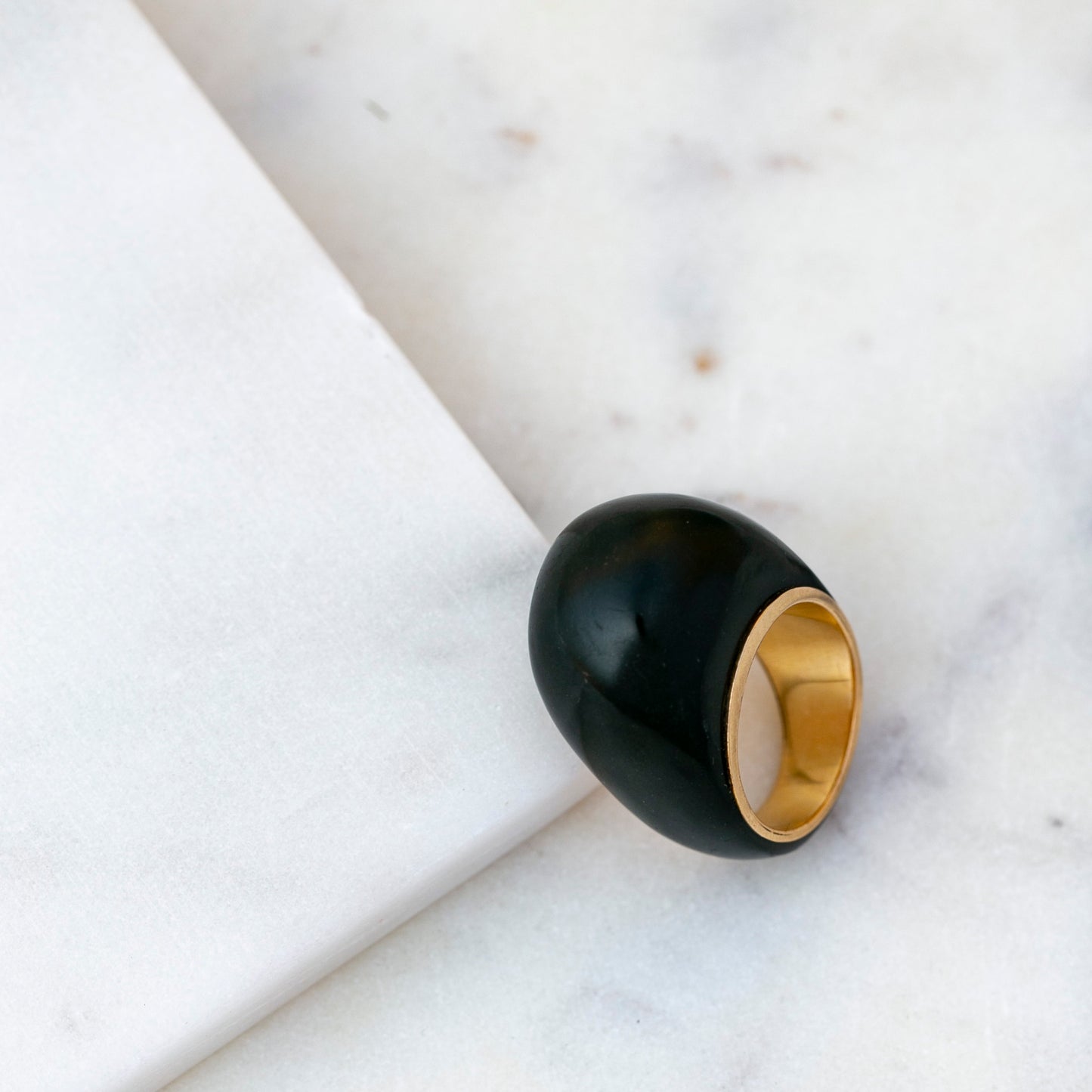 Brutalist Onyx Cocktail Ring