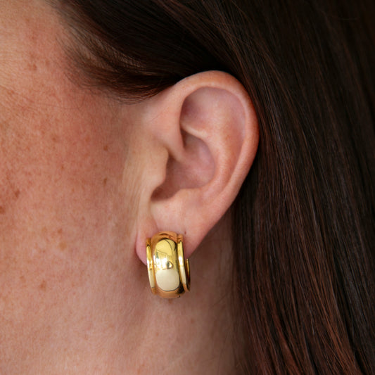 Vintage Tiffany Wide Gold Huggies