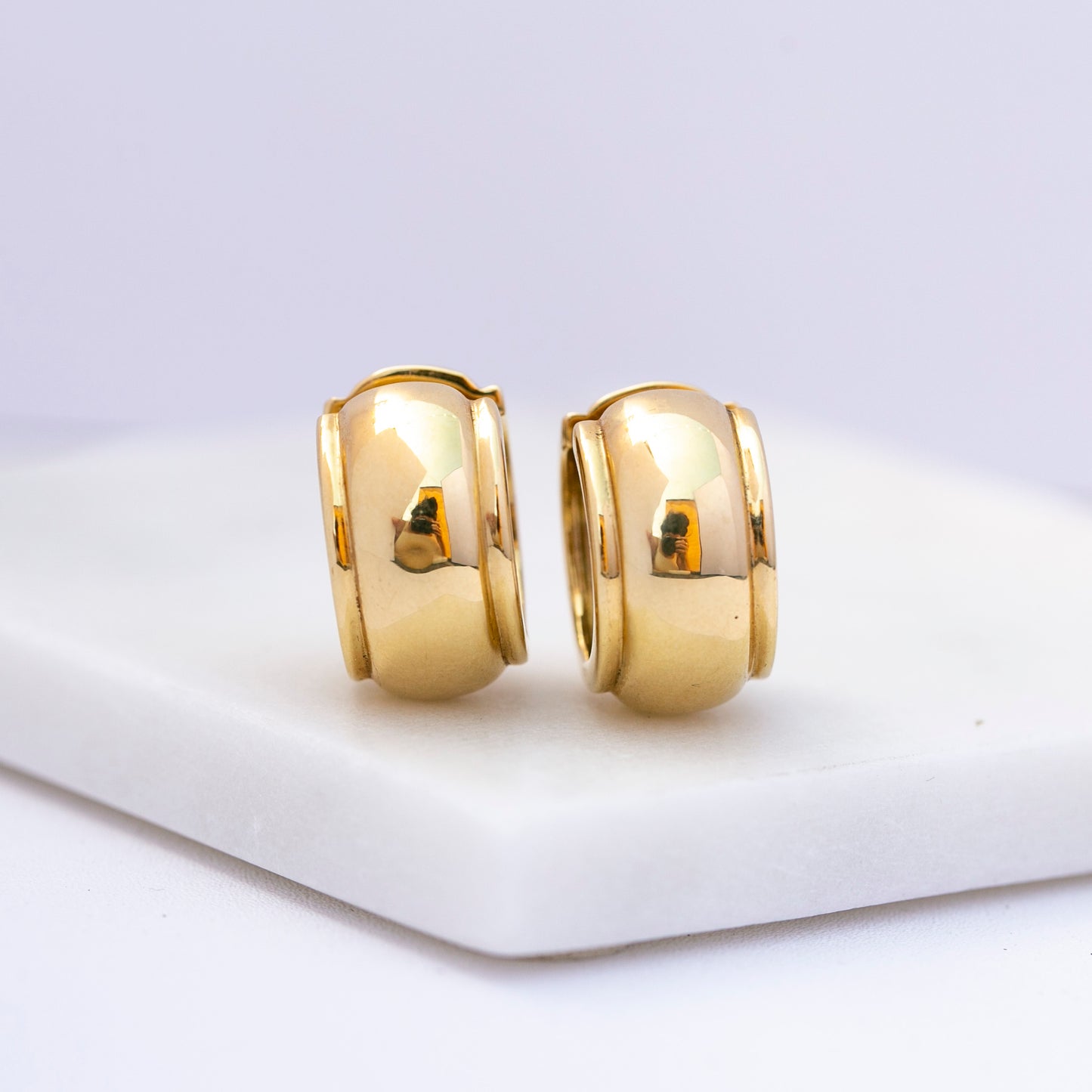 Vintage Tiffany Wide Gold Huggies