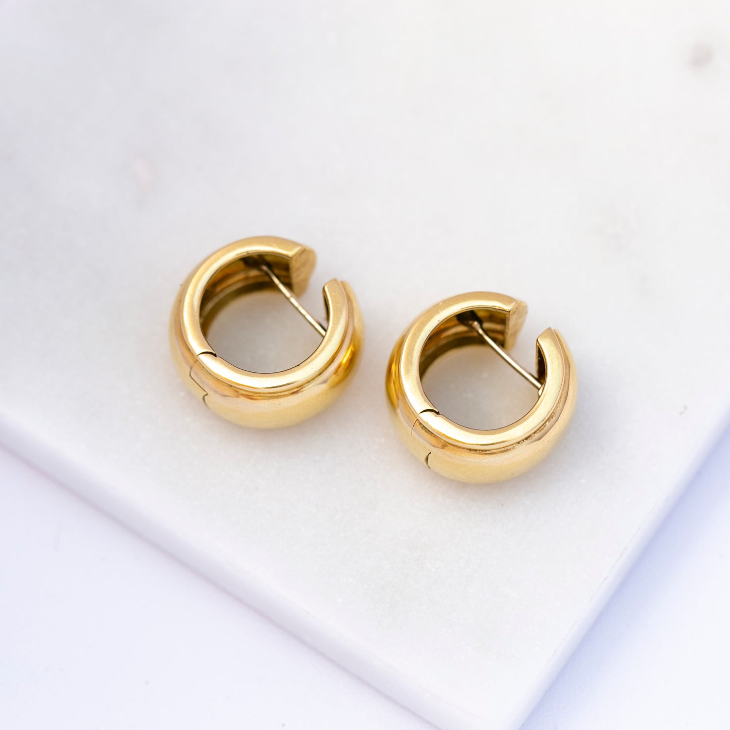 Vintage Tiffany Wide Gold Huggies