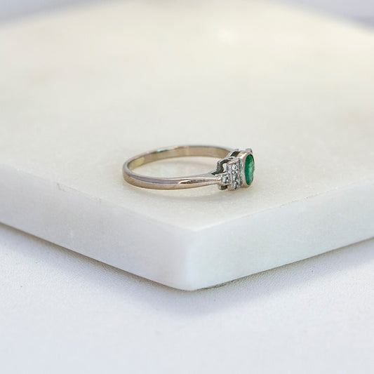 Mid-Century Emerald & Diamond Ring