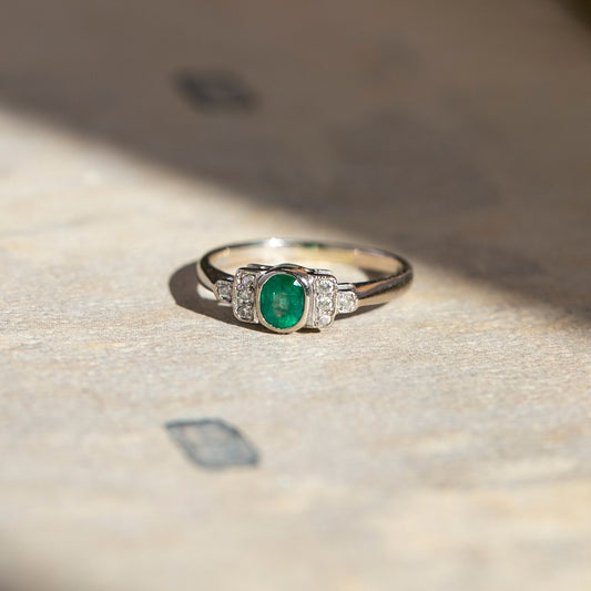 Mid-Century Emerald & Diamond Ring