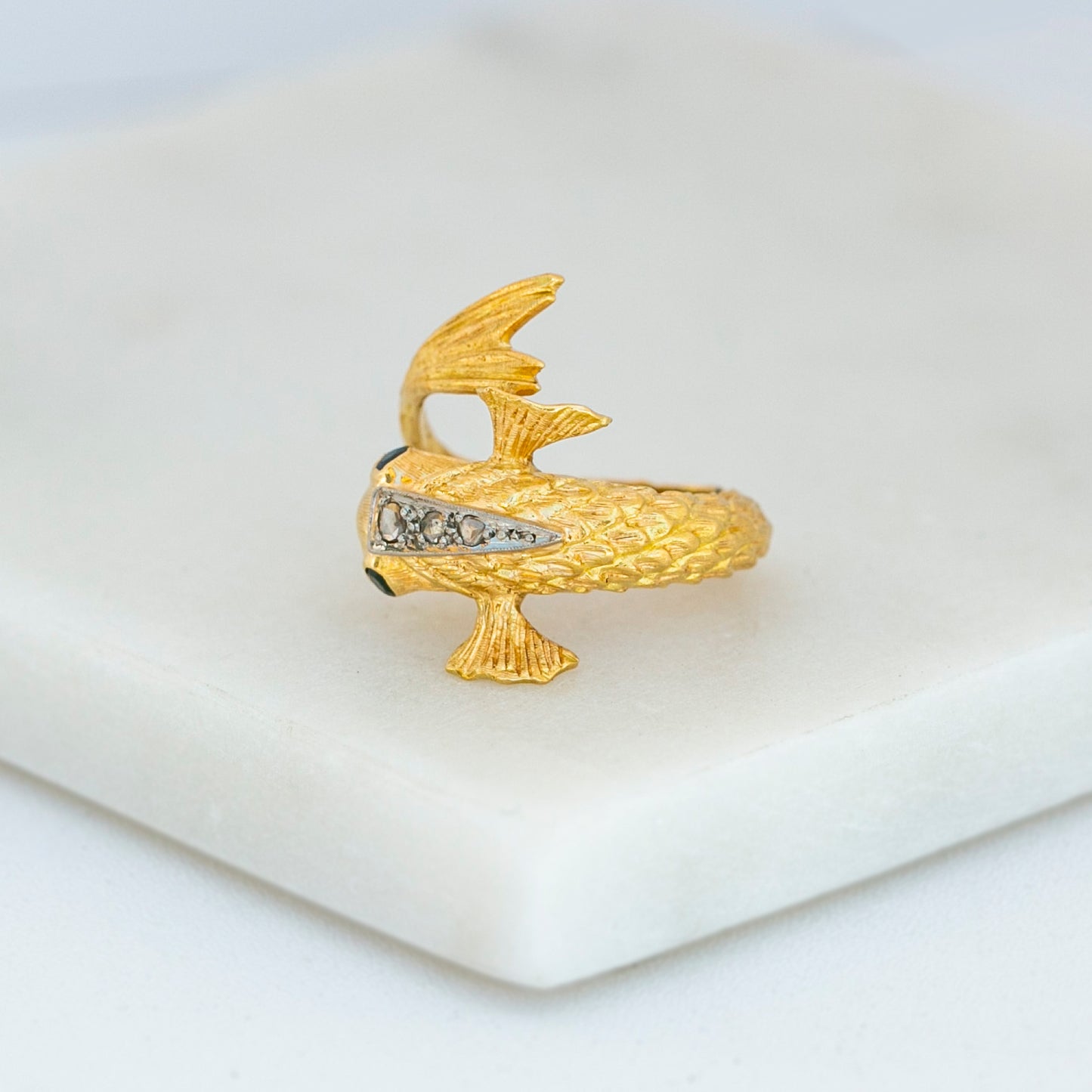 Mid-Century Sapphire & Diamond Koi Fish Ring