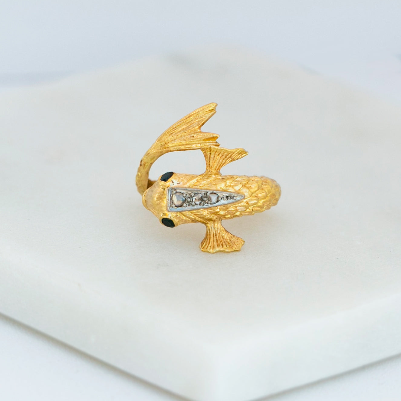 Mid-Century Sapphire & Diamond Koi Fish Ring