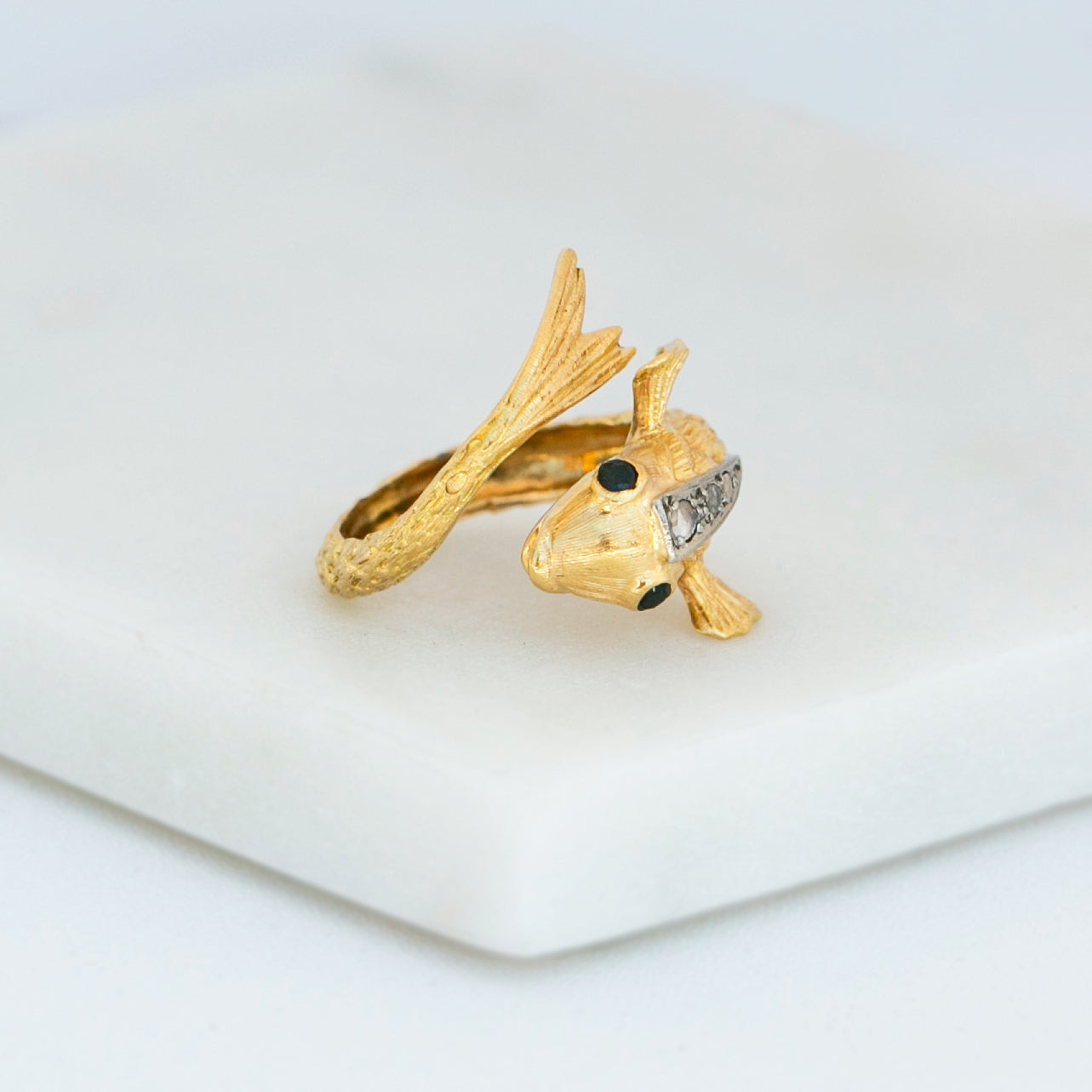 Mid-Century Sapphire & Diamond Koi Fish Ring