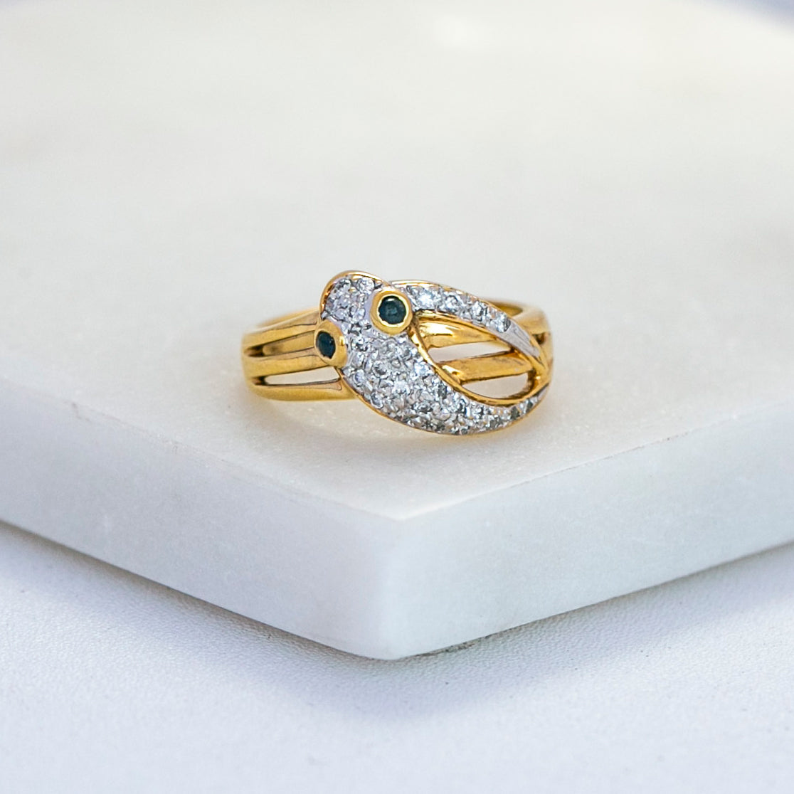 Mid-Century Sapphire & Diamond Snake Ring