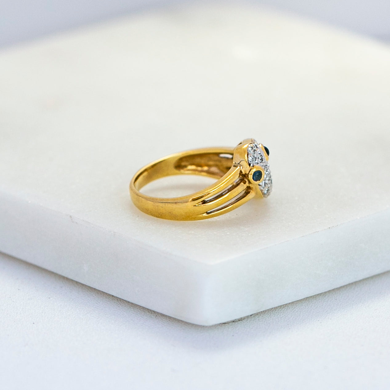 Mid-Century Sapphire & Diamond Snake Ring