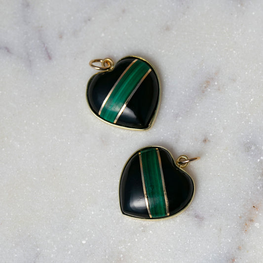 Malachite & Onyx Heart Pendant