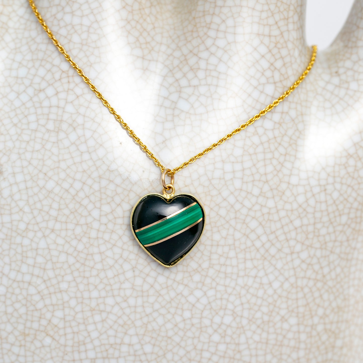 Malachite & Onyx Heart Pendant