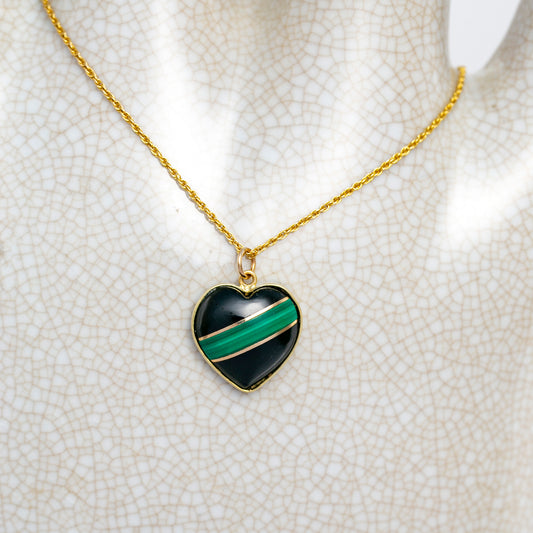 Malachite & Onyx Heart Pendant