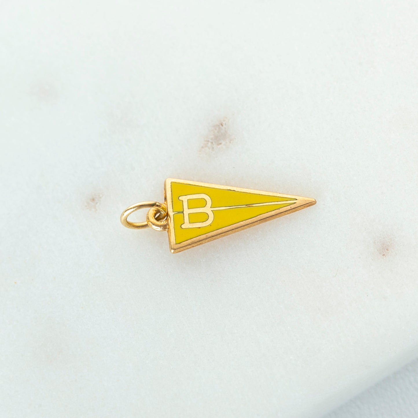 Yellow Enamel B Pennant Charm