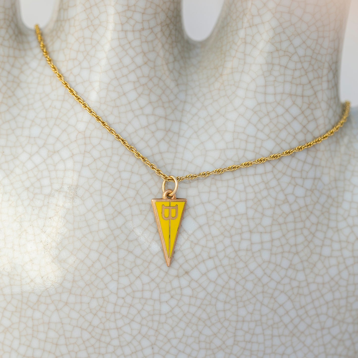 Yellow Enamel B Pennant Charm