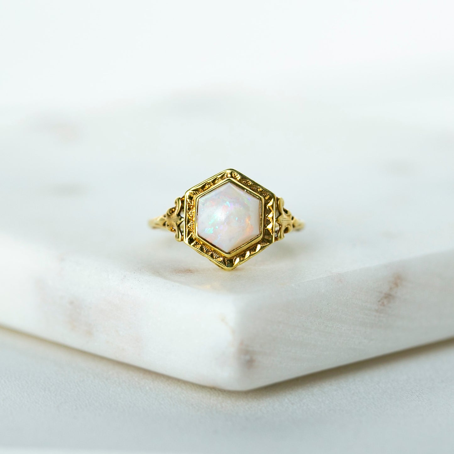 Antique Hexagonal Opal Ring