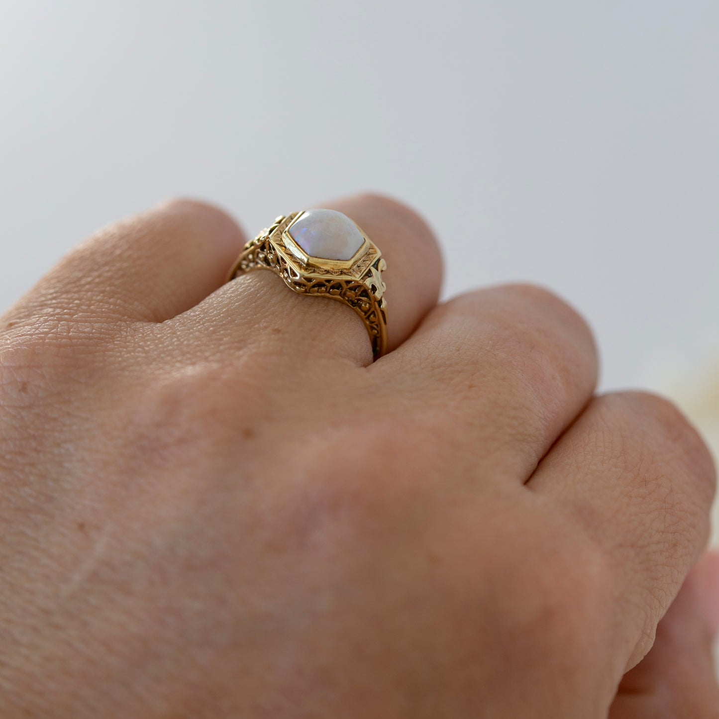 Antique Hexagonal Opal Ring