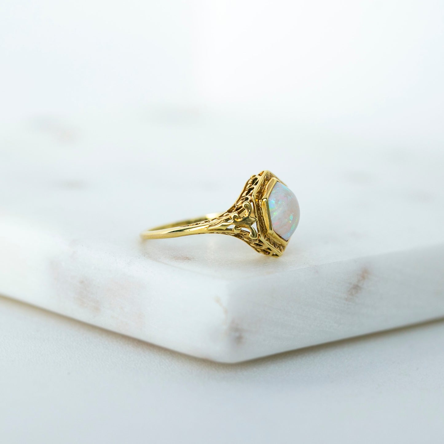 Antique Hexagonal Opal Ring