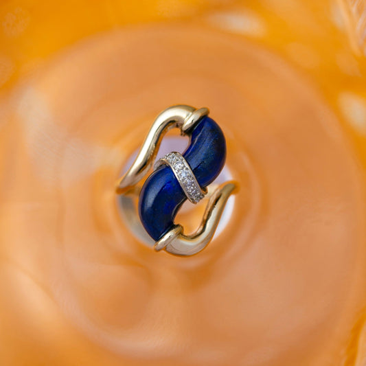 Lapis & Diamond Swoop Ring