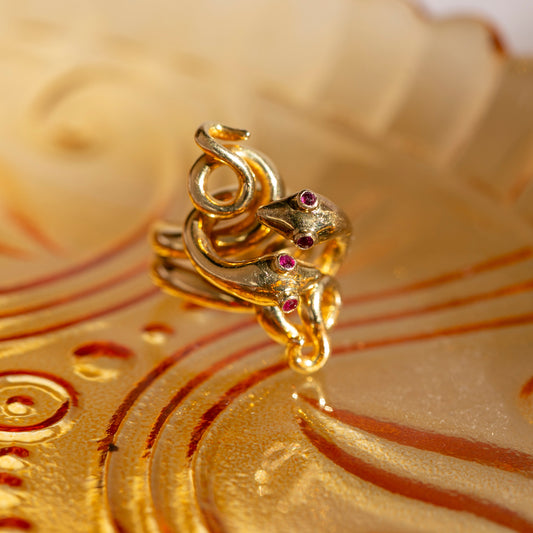 Ruby-Eyed Double Serpent Ring