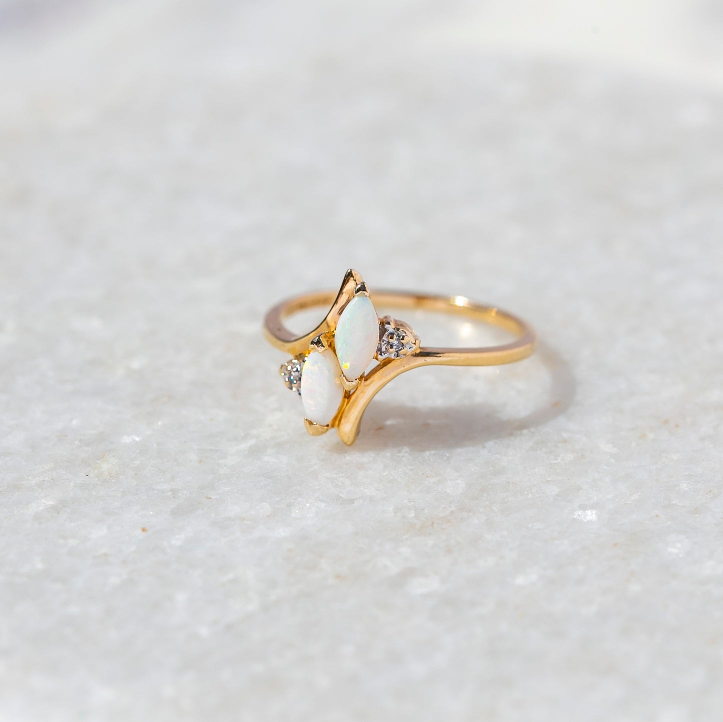 Marquise Opal Toi et Moi Ring